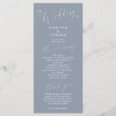 Dusty Blue Minimal Wedding Ceremony Program Programmakaart (Voorkant)