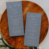 Dusty Blue Minimal Wedding Ceremony Program Programmakaart