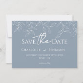 Dusty Blue minimale blad bruiloft Bewaar de datum Save The Date (Voorkant)