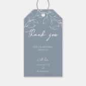 Dusty Blue minimale blad bruiloft dank u Cadeaulabel (Voorkant)