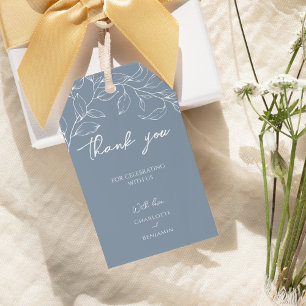Dusty Blue minimale blad bruiloft dank u Cadeaulabel