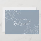 Dusty Blue minimale bruiloft bruidsmeisje voorstel Kaart (Voorkant)