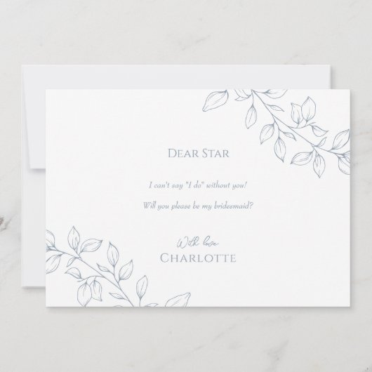 Dusty Blue minimale bruiloft bruidsmeisje voorstel Kaart (Achterkant)