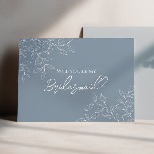 Dusty Blue minimale bruiloft bruidsmeisje voorstel Kaart
