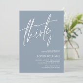 Dusty Blue Minimalist 30th Birthday Invitation Kaart (Staand voorkant)