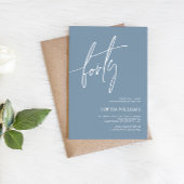Dusty Blue Minimalist 40th Birthday Invitation Kaart