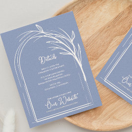 Dusty Blue Minimalist Arch Botanical Wedding Informatiekaartje