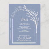 Dusty Blue Minimalist Arch Botanical Wedding Informatiekaartje (Voorkant)