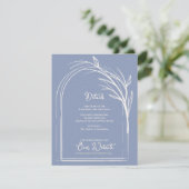 Dusty Blue Minimalist Arch Botanical Wedding Informatiekaartje (Staand voorkant)