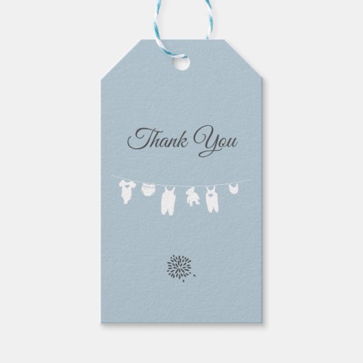 Dusty Blue Minimalist Baby Boy Shower Cadeaulabel (Voorkant)