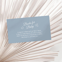 Dusty Blue Minimalist Baby shower Boeken voor Baby Informatiekaartje