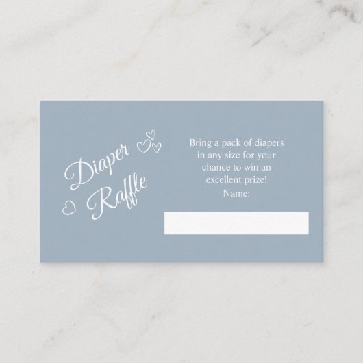 Dusty Blue Minimalist Baby shower Luier Raffle Informatiekaartje (Voorkant)
