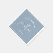 Dusty Blue Minimalist Birthday Custom Name Napkins Servet (Hoek)