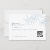 Dusty Blue Minimalist Botanical QR Code RSVP Kaartje (Voorkant)