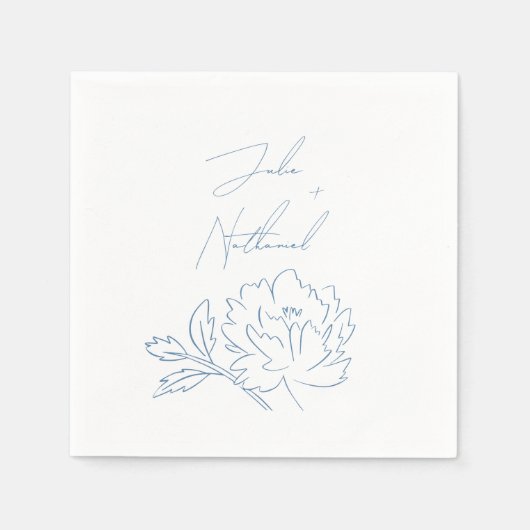 Dusty Blue Minimalist Botanical Wedding Servet (Voorkant)