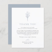 Dusty Blue Minimalist Botanicals Wedding Bedankt (Voorkant / Achterkant)