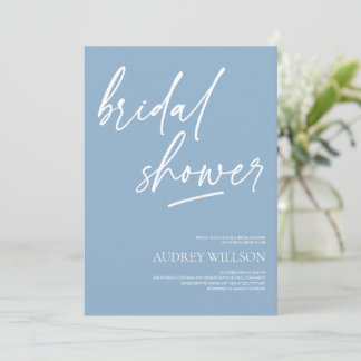 Dusty Blue Minimalist Bridal Shower Invitation Kaart