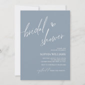 Dusty Blue Minimalist Bridal Shower Kaart (Voorkant)