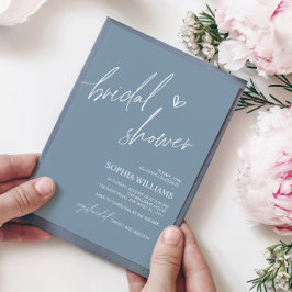 Dusty Blue Minimalist Bridal Shower Kaart