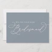 Dusty Blue Minimalist Bridesmaid proposal Kaart (Voorkant)