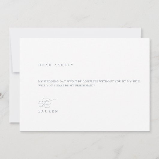 Dusty Blue Minimalist Bridesmaid proposal Kaart (Achterkant)