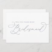 Dusty Blue Minimalist Bridesmaid proposal Kaart (Voorkant / Achterkant)