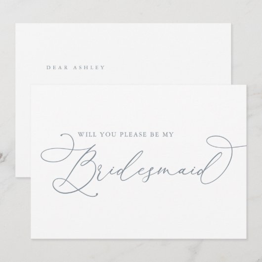 Dusty Blue Minimalist Bridesmaid proposal Kaart (Voorkant / Achterkant)