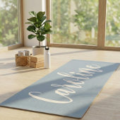 Dusty Blue Minimalist Calligraphy Personalized Yogamat
