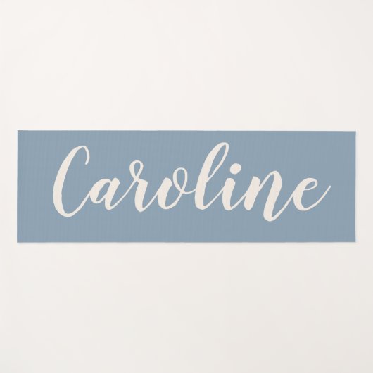 Dusty Blue Minimalist Calligraphy Personalized Yogamat (Voorkant (horizontaal))