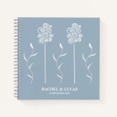 Dusty Blue Minimalist Curly Floral Notitieboek (Voorkant)