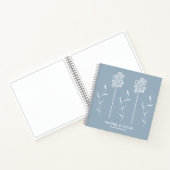 Dusty Blue Minimalist Curly Floral Notitieboek (Binnen)