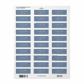 Dusty Blue Minimalist Cursive Retour Adres Label (Full Sheet)