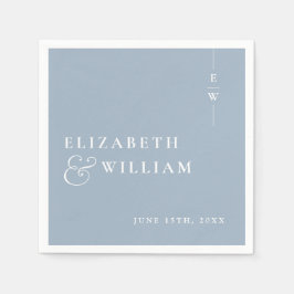Dusty Blue Minimalist Elegant Monogram Huwelijk Servet