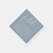 Dusty Blue Minimalist Fun Facts Wedding Napkins Servet (Hoek)