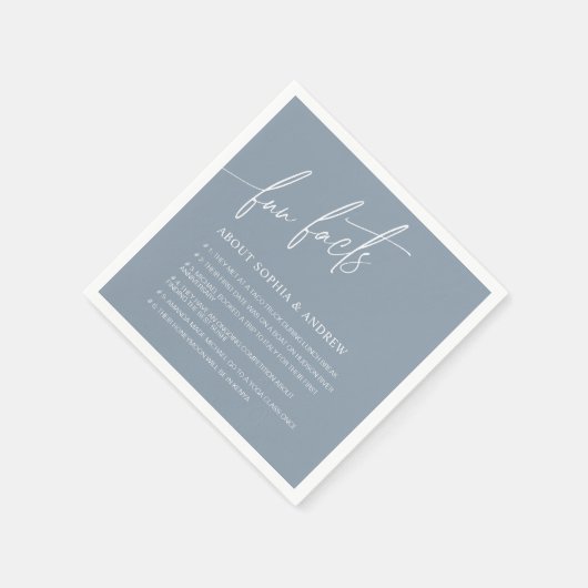 Dusty Blue Minimalist Fun Facts Wedding Napkins Servet (Hoek)
