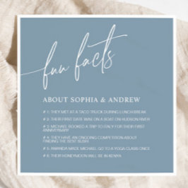 Dusty Blue Minimalist Fun Facts Wedding Napkins Servet