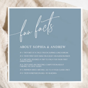 Dusty Blue Minimalist Fun Facts Wedding Napkins Servet