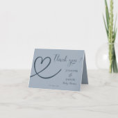 Dusty Blue Minimalist Heart Baby shower Bedankkaart (Voorkant)