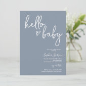 Dusty Blue Minimalist Modern Boho Baby shower Kaart (Staand voorkant)
