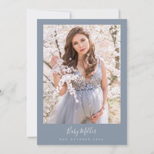 Dusty Blue Minimalist Modern Boho Baby shower Kaart (Achterkant)