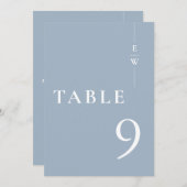 Dusty Blue Minimalist Modern Monogram Tafelnummer (Voorkant / Achterkant)