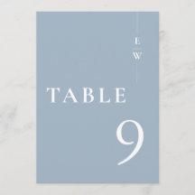 Dusty Blue Minimalist Modern Monogram Tafelnummer