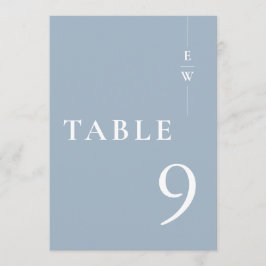 Dusty Blue Minimalist Modern Monogram Tafelnummer