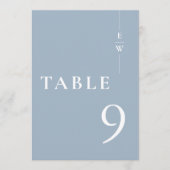 Dusty Blue Minimalist Modern Monogram Tafelnummer (Voorkant)