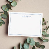 Dusty Blue Minimalist Monogram 2 Border Notitiekaartje