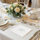 Dusty Blue Minimalist Monogram Bruiloft Servetten