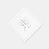 Dusty Blue Minimalist Monogram Bruiloft Servetten (Hoek)