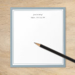Dusty Blue Minimalist Monogram Docent Gift Notitieblok<br><div class="desc">Modern minimalistisch grensontwerp in een verscheidenheid van trending kleuren. Personaliseer het met jouw naam monogram of andere aangepaste tekst. Gebruik de ontwerpgereedschappen om uw eigen lettertypen en achtergrondkleuren te kiezen. Schattige en eenvoudig cadeau-idee voor docenten of persoonlijke briefpapier voor iedereen die graag georganiseerd blijft.</div>