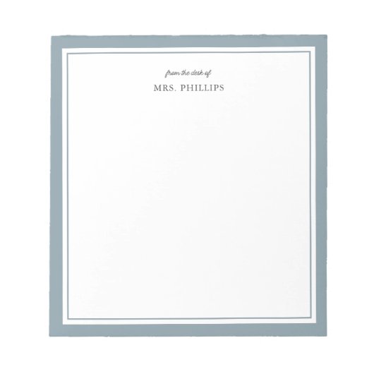 Dusty Blue Minimalist Monogram Docent Gift Notitieblok (Voorkant)