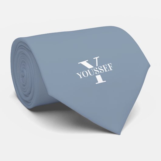 Dusty Blue Minimalist monogram Stropdas (Opgerold)